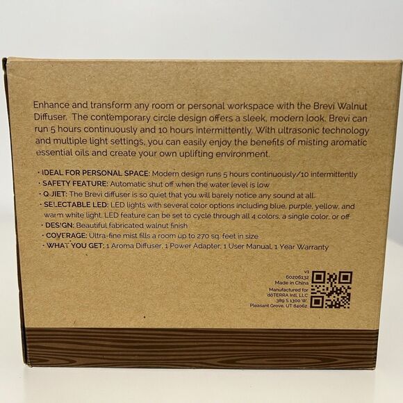 Doterra Brevi Aroma Walnut Ultrasonic Essential Oil Diffuser New In Box - Picture 2 of 5